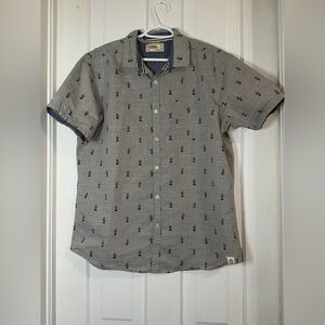Men's free planet size XL Gray cactus patterned Shirt, top, button‎ down